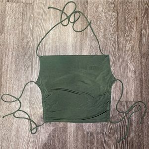 FashionNova Olive green tie up crop top - medium